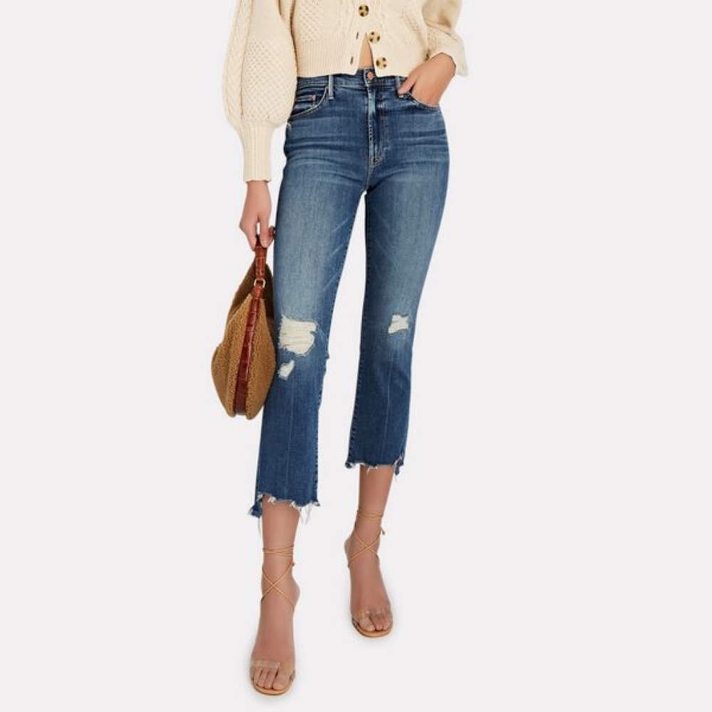 NEW MOTHER The Insider Crop Step Chew Jeans Denim Size 31 $100